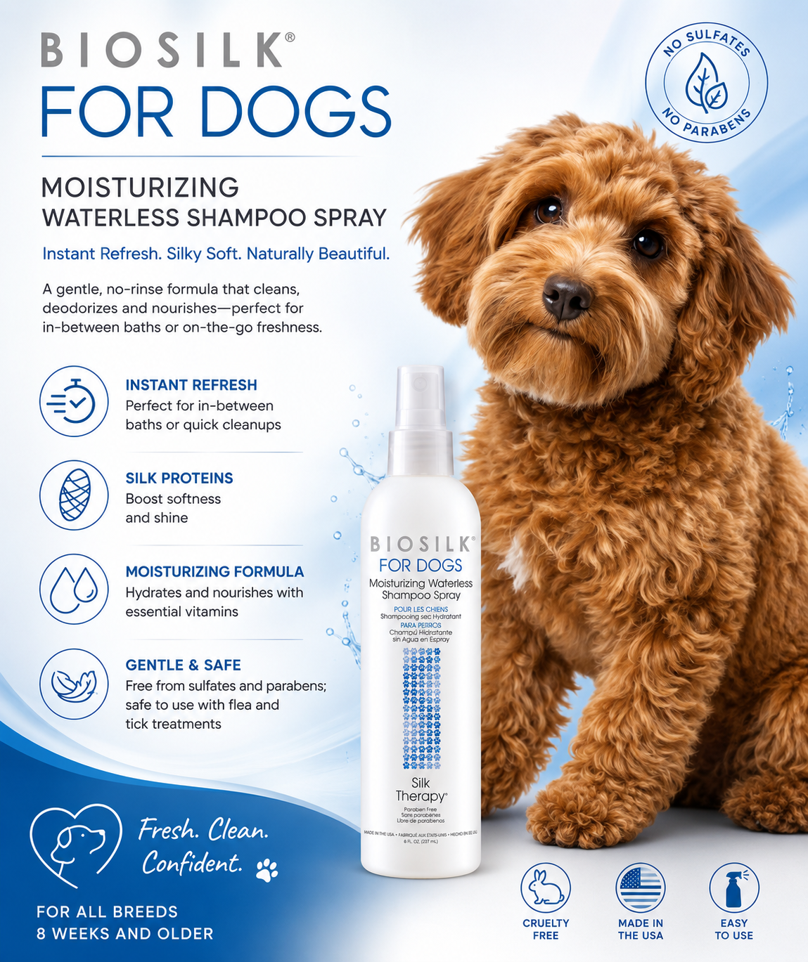 BioSilk For Dogs Moisturizing Waterless Shampoo Spray