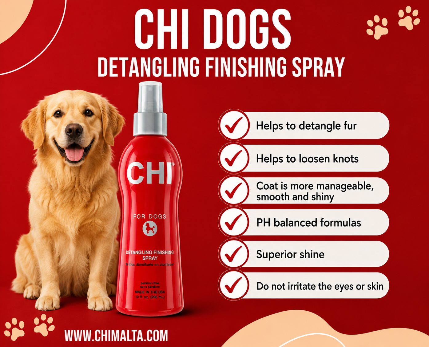 CHI Pets Dogs Detangling Finishing 296Ml