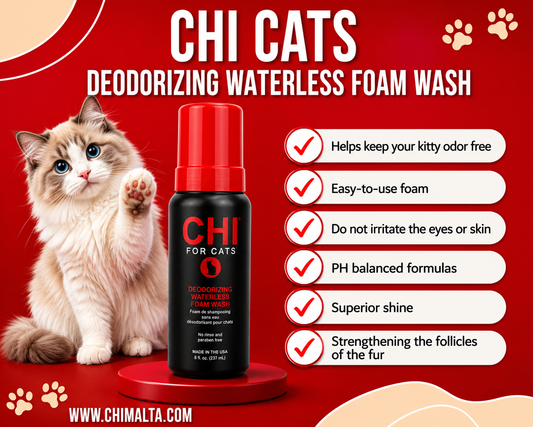 CHI Pets Deodorizing Waterless Foam Wash 237ml for cats