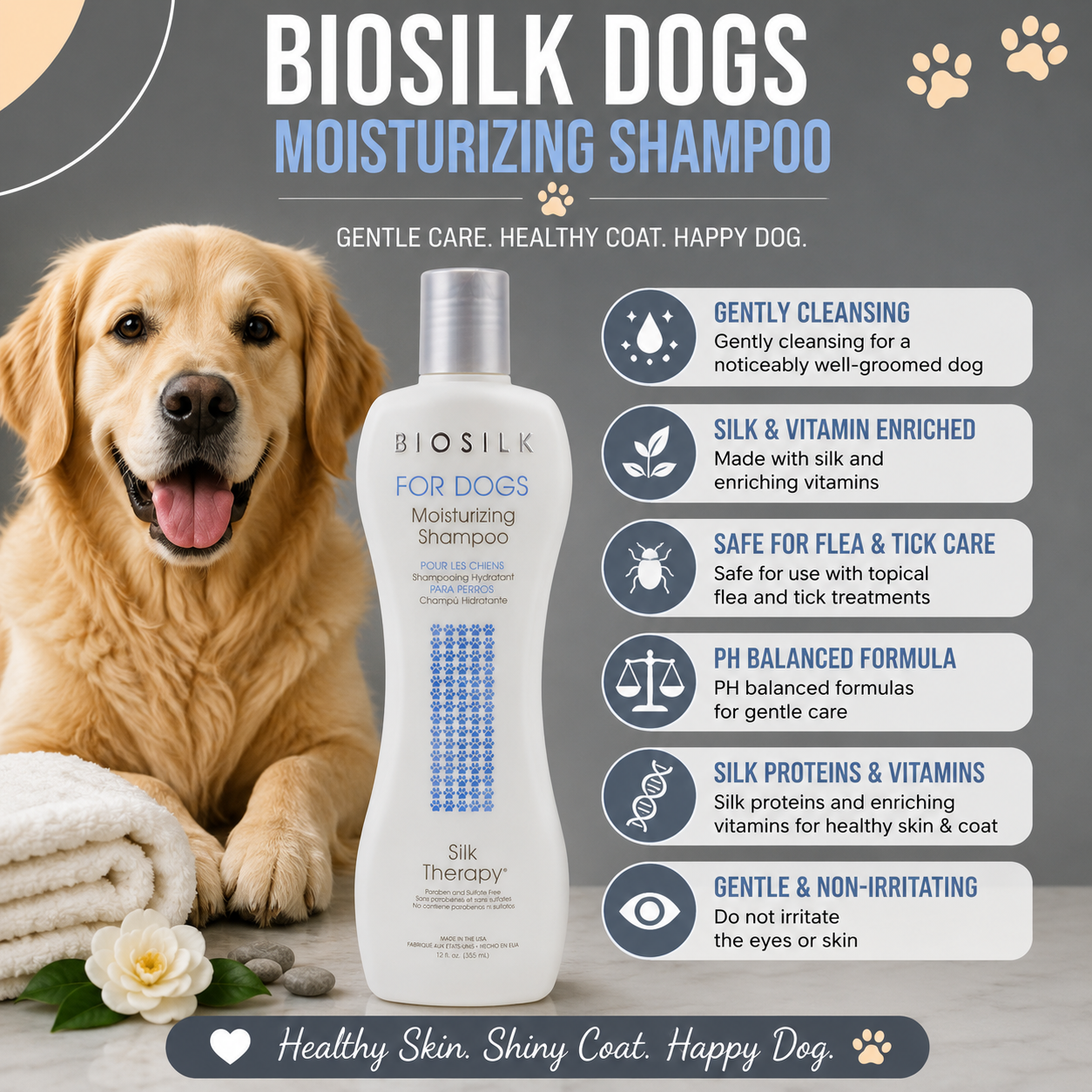 Biosilk Pets Moisturizing Shampoo 355Ml for dogs